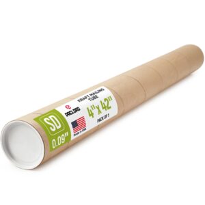 Paclord 4" x 42" Kraft Paper Mailing Tube, 1 Tube with 2 Caps