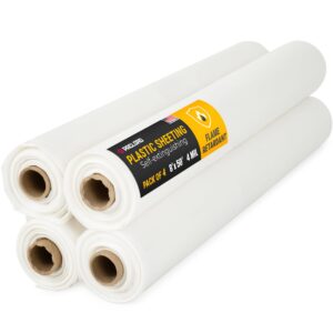 Flame Retardant Plastic Sheeting 8' x 50', 4 Mil, 1600 Sq Ft, Pack of 4