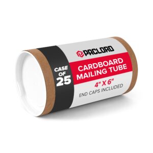Paclord 4" x 6" Kraft Paper Mailing Tubes with End Caps, Case Pack