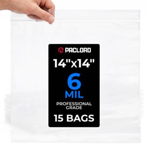 14" x 14" Large Zip Seal Lock Bags, 6 Mil Pack of 15 (RPB-1414-6-15, B0FQHVSZKB)
