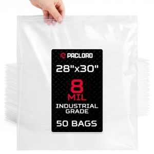 Paclord Extra Large 28" x 30" Reclosable Poly Zip Seal Lock Bags, 8 Mil Thickness, Pack of 50 (RPB-2830-8-50, B0FX693WH2)