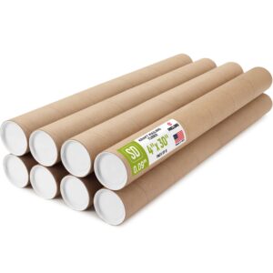 Paclord 4" x 30" Kraft Paper Mailing Tube, 1 Tube with 2 Caps