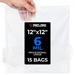 12" x 12" Large Zip Seal Lock Bags, 6 Mil Pack of 15 (RPB-1212-6-15, B0FQJ8ZMQX)