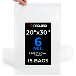 20" x 30" Extra Large Zip Seal Lock Bags, 6 Mil Pack of 15 (RPB-2030-6-15, B0FQJ1G93N)
