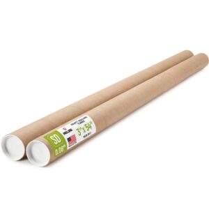 Paclord 3" x 54" Kraft Paper Mailing Tube, 1 Tube with 2 Caps