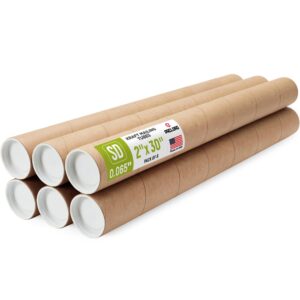 Paclord 2" x 30" Kraft Paper Mailing Tube, 1 Tube with 2 Caps