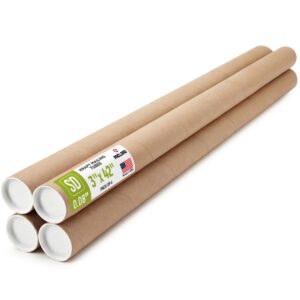 Paclord 3" x 42" Kraft Paper Mailing Tube, 1 Tube with 2 Caps
