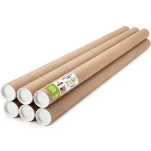 Paclord 3" x 54" Kraft Paper Mailing Tube, 1 Tube with 2 Caps