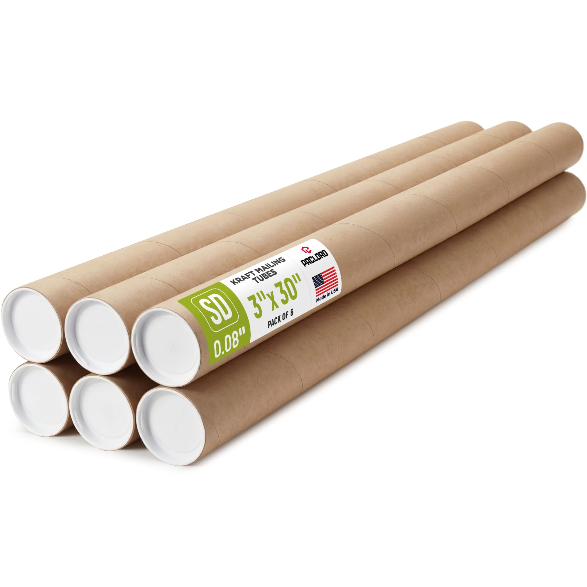 61VYaraVPQL.jpg Paclord 3" x 30" Kraft Paper Mailing Tube, 1 Tube with 2 Caps