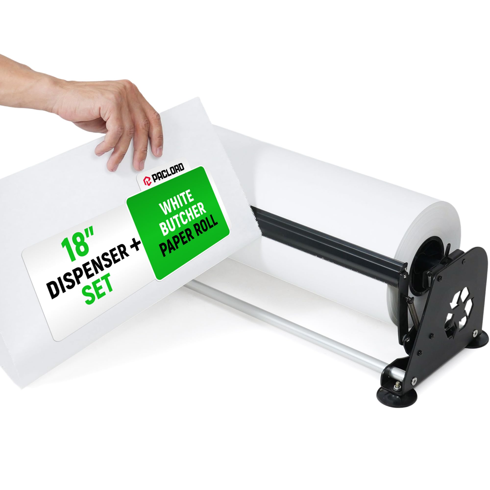 61WZq3EEVnL.jpg 18" Paper Dispenser with Cutter + White Butcher Paper Roll
