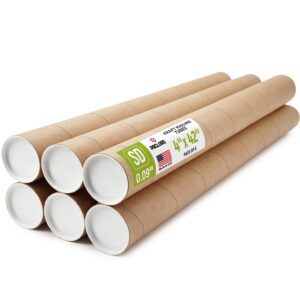 Paclord 4" x 42" Kraft Paper Mailing Tube, 1 Tube with 2 Caps