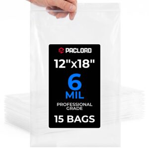 12" x 18" Large Zip Seal Lock Bags, 6 Mil Pack of 15 (RPB-1218-6-15, B0FQJ15HH5)