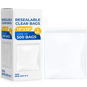 10" x 12" Reclosable Zip Plastic Bags, Case of 25 Packs, 8 Mil (RPB-1012-8-C, B0CP3NW3KB)