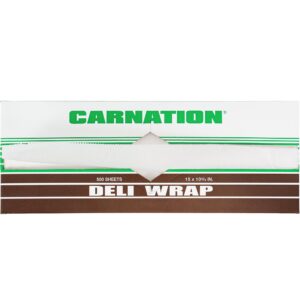 Carnation 500 Pcs White Deli Wrap Wax Paper Sheets, 15"x10.75" Pre-Cut Interfolded (DW-1510, B0GHTCM522)