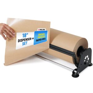18" Paper Dispenser with Cutter + Natural Kraft Freezer Paper Roll