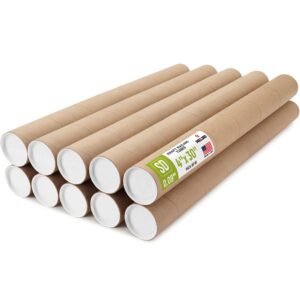 Paclord 4" x 30" Kraft Paper Mailing Tube, 1 Tube with 2 Caps