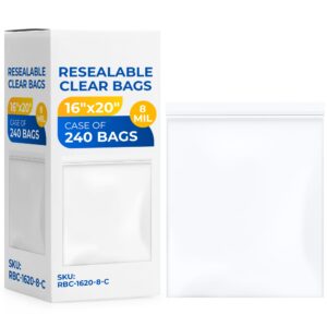 16" x 20" Reclosable Zip Plastic Bags, Case of 12 Packs, 8 Mil (RPB-1620-8-C, B0CP3NV3NF)