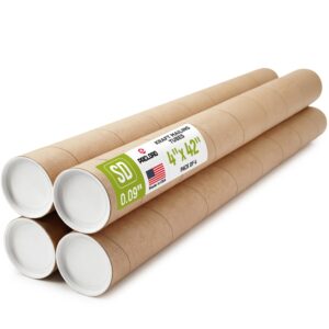 Paclord 4" x 42" Kraft Paper Mailing Tube, 1 Tube with 2 Caps