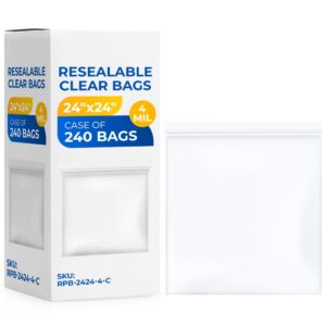 24" x 24" Reclosable Zip Plastic Bags, Case of  Packs, 4 Mil (RPB-2424-4-C, B0CWVVTTS8)