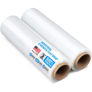 Paclord 18" x 1000' Industrial Strength Stretch Wrap, Pack of 2 Mini Rolls, Clear Plastic Film, 80 Gauge