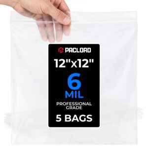 12" x 12" Large Zip Seal Lock Bags, 6 Mil Pack of 5 (RPB-1212-6-5, B0FQHT9KJ7)