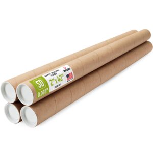 Paclord 2" x 42" Kraft Paper Mailing Tube, 1 Tube with 2 Caps