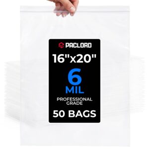 16" x 20" Extra Large Zip Seal Lock Bags, 6 Mil Pack of 50 (RPB-1620-6-50, B0FX3CNCXV)