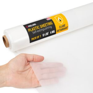 Flame Retardant Plastic Sheeting 6' x 50', 4 Mil, 300 Sq Ft