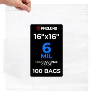 16" x 16" Extra Large Zip Seal Lock Bags, 6 Mil Pack of 100 (RPB-1616-6-100, B0FX3JHV92)
