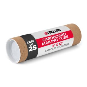 Paclord 2" x 12" Kraft Paper Mailing Tubes with End Caps, Case Pack