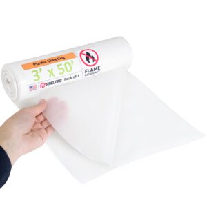 Flame Retardant Plastic Sheeting 3' x 50', 4 Mil, 1800 Sq Ft, Pack of 12