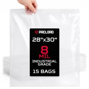 Paclord Extra Large 28" x 30" Reclosable Poly Zip Seal Lock Bags, 8 Mil Thickness, Pack of 15 (RPB-2830-8-15, B0FLNTKWWP)
