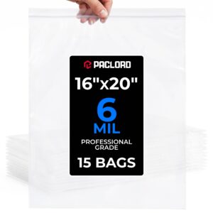 16" x 20" Large Zip Seal Lock Bags, 6 Mil Pack of 15 (RPB-1620-6-15, B0FQHT6SC4)