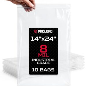 Paclord Extra Large 14" x 24" Reclosable Poly Zip Seal Lock Bags, 8 Mil Thickness, Pack of 10 (RPB-1424-8-10, B0FLNLZD3N)