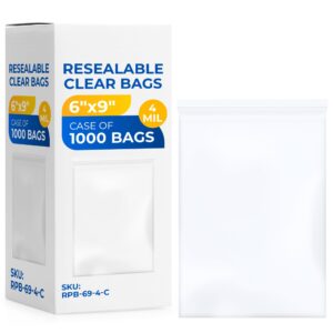 6" x 9" Reclosable Zip Plastic Bags, Case of 50 Packs, 4 Mil (RPB-69-4-C, B0CP3MP6GW)