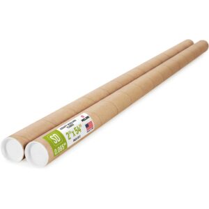Paclord 2" x 54" Kraft Paper Mailing Tube, 1 Tube with 2 Caps