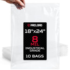 Paclord Extra Large 18" x 24" Reclosable Poly Zip Seal Lock Bags, 8 Mil Thickness, Pack of 10 (RPB-1824-8-10, B0FLNTVXWJ)