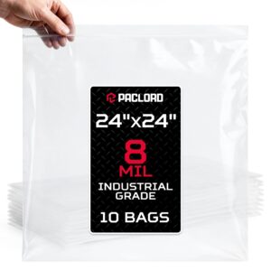 Paclord Extra Large 24" x 24" Reclosable Poly Zip Seal Lock Bags, 8 Mil Thickness, Pack of 10 (RPB-2424-8-10, B0FLNH3CPT)