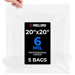20" x 20" Extra Large Zip Seal Lock Bags, 6 Mil Pack of 5 (RPB-2020-6-5, B0FQHVT4F7)