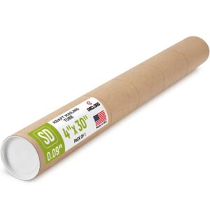Paclord 4" x 30" Kraft Paper Mailing Tube, 1 Tube with 2 Caps