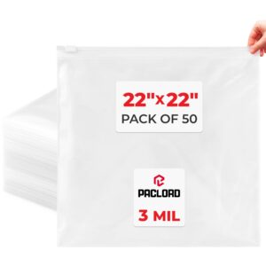 22" x 22" Slider Zip Poly Bags, Pack of 50 (SPB-2222-50, B0G6Q9XLZ6)