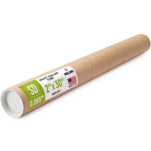 Paclord 2" x 30" Kraft Paper Mailing Tube, 1 Tube with 2 Caps