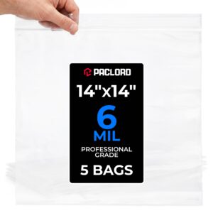 14" x 14" Large Zip Seal Lock Bags, 6 Mil Pack of 5 (RPB-1414-6-5, B0FQHZD2MV)