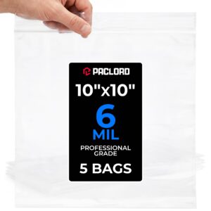 10" x 10" Medium Zip Seal Lock Bags, 6 Mil Pack of 5 (RPB-1010-6-5, B0FQHV99G5)