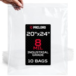 Paclord Extra Large 20" x 24" Reclosable Poly Zip Seal Lock Bags, 8 Mil Thickness, Pack of 10 (RPB-2024-8-10, B0FLNXL7W1)