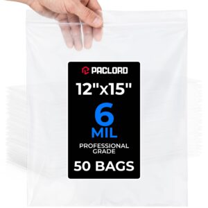 12" x 15" Large Zip Seal Lock Bags, 6 Mil Pack of 50 (RPB-1215-6-50, B0FX3BZ9SN)