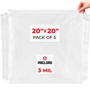20" x 20" Slider Zip Poly Bags, Pack of 5 (SPB-2020-5, B0G6QCZ1Z8)