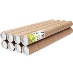 Paclord 2" x 30" Kraft Paper Mailing Tube, 1 Tube with 2 Caps
