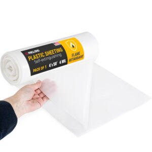 Flame Retardant Plastic Sheeting 4' x 50', 4 Mil, 200 Sq Ft