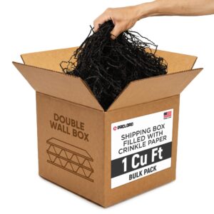 1 Cu Ft Heavy Duty Ready to Ship Carton with Black Crinkle Paper Filler, 12x12x12"